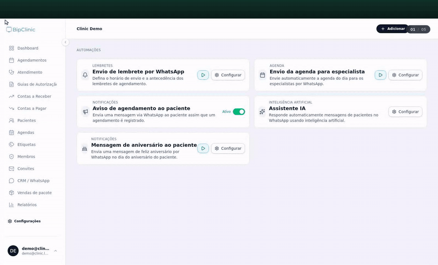 Configurando automação de lembrete por WhatsApp